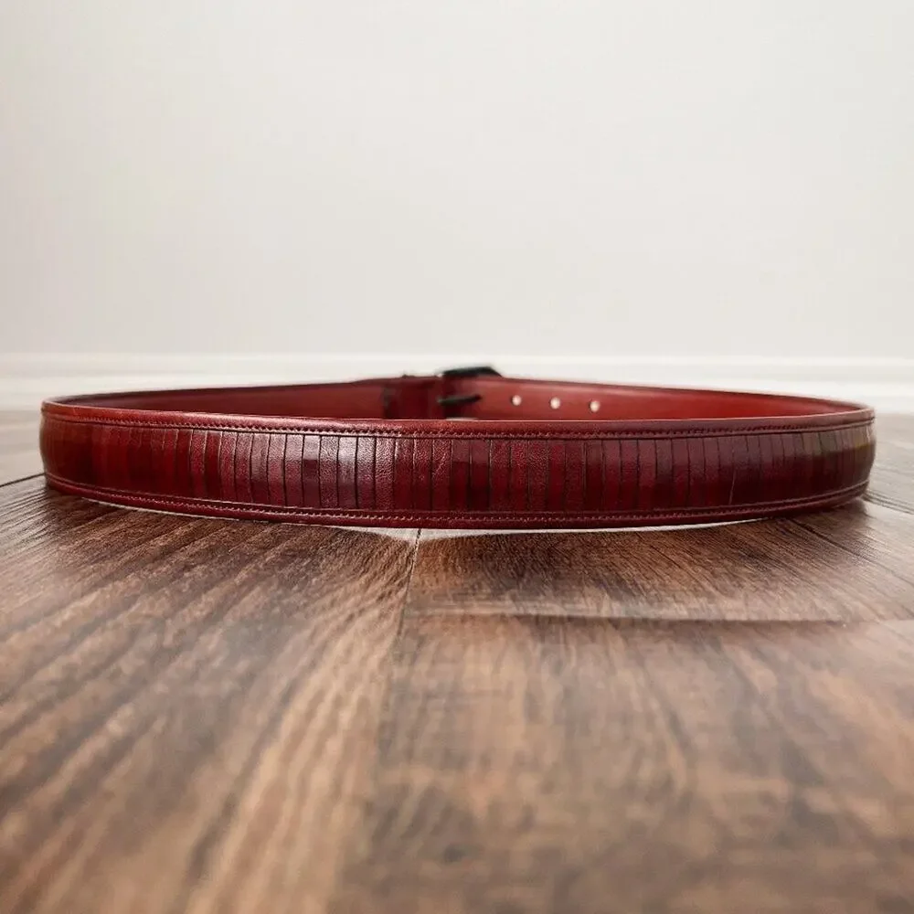 Mezlan Leather Belt Western Classic Paneled Made in Spain Mens Size 40 Brown Red